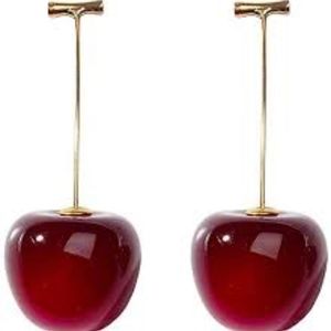 Cherry Drop Earrings- Garnet Red - Wine Red